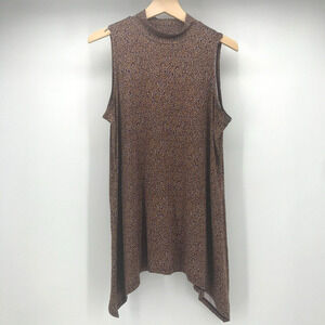 LOGO Layers Lori Goldstein Top Womens Large Orange Purple Mock Neck Sleeveless